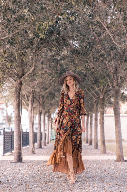 Flower Print Midi Dress - Lily-S-Nora Luxe