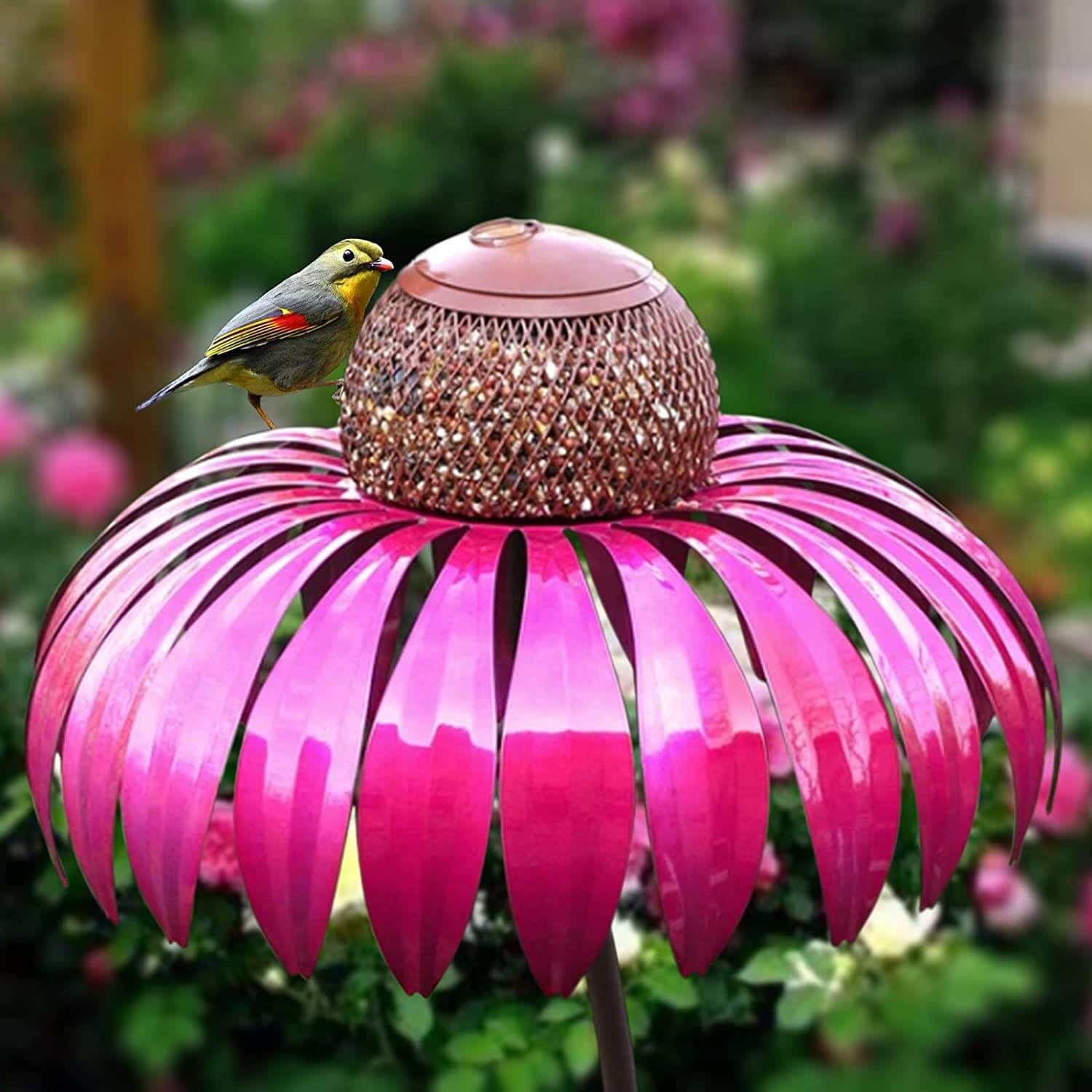 Flower-shaped Bird Feeder - FloraFeeder-Red-Nora Luxe