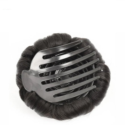 Flower-shaped Hair Clip with Hair Extension – Fiora-Brown-Nora Luxe