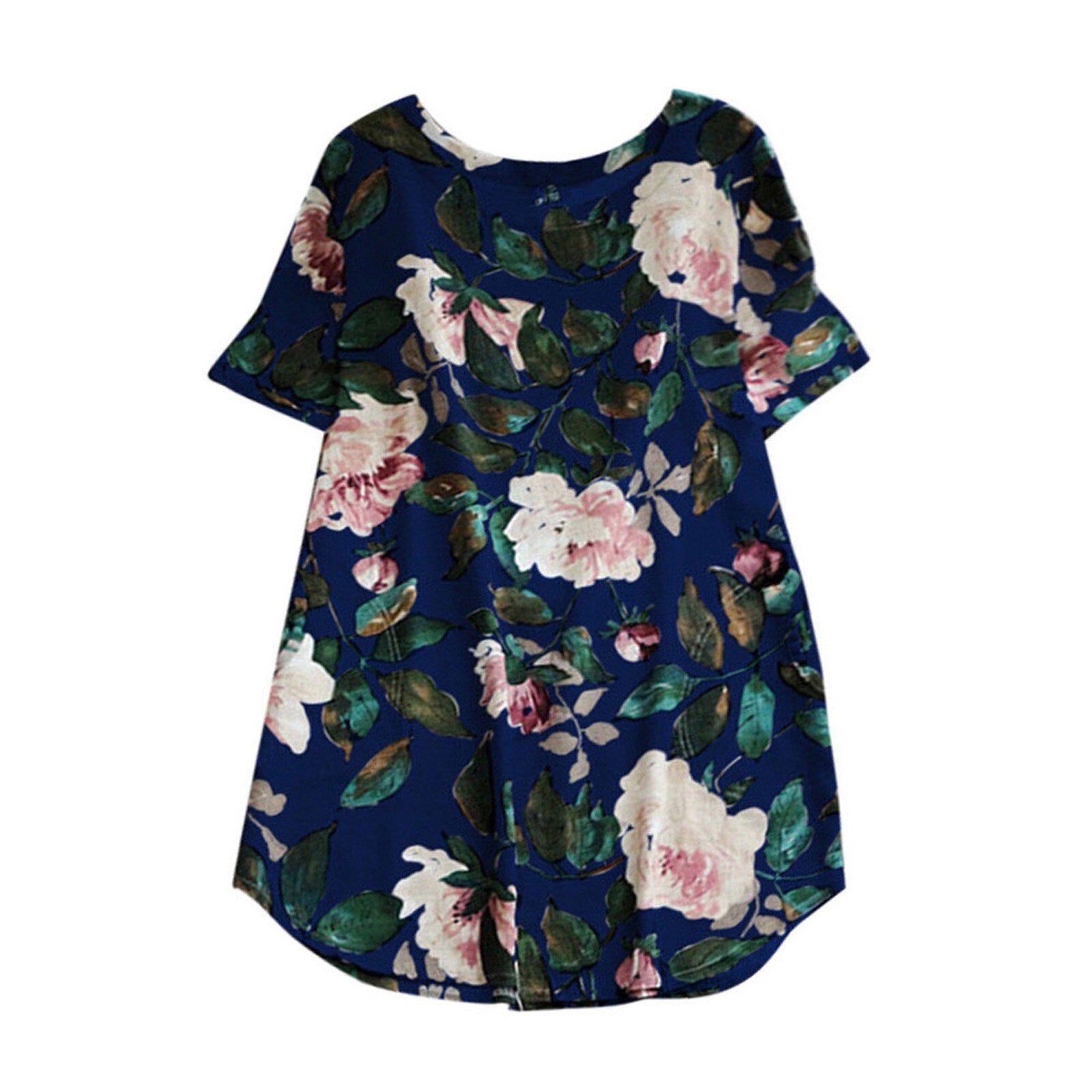 Flowered summer casual dress with short sleeves for women – Malina-White-S-Nora Luxe