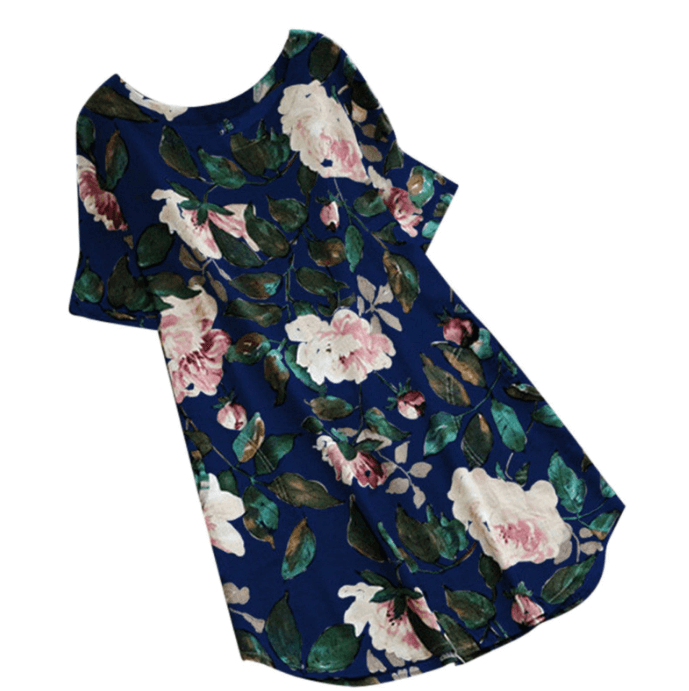 Flowered summer casual dress with short sleeves for women – Malina-White-S-Nora Luxe