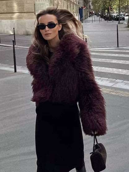 Fluffy Imitation Fur Short Jacket - Lina-XS-Nora Luxe