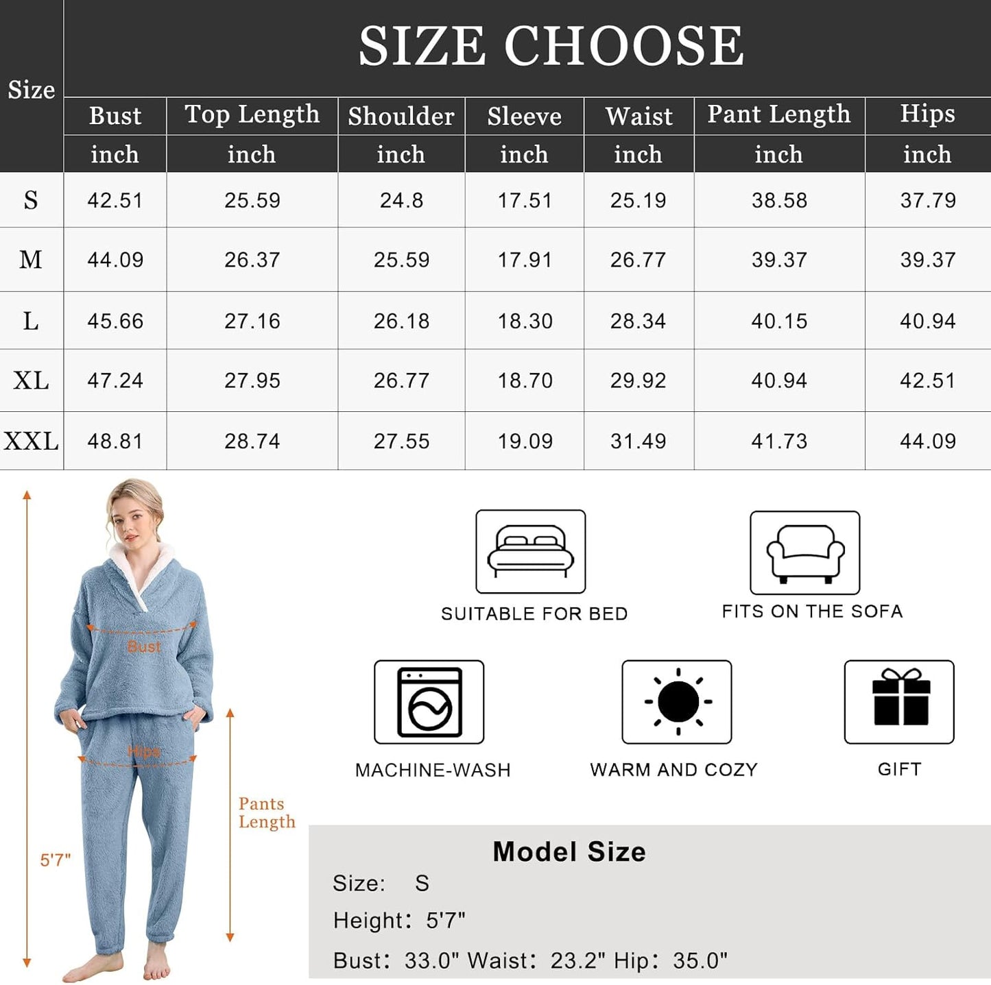 Fluffy Pajama Set for Women - CozyPlush-Dark blue-S-Nora Luxe