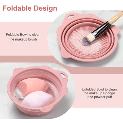 Foldable Silicone Brush Cleaner Bowl-Green-Nora Luxe