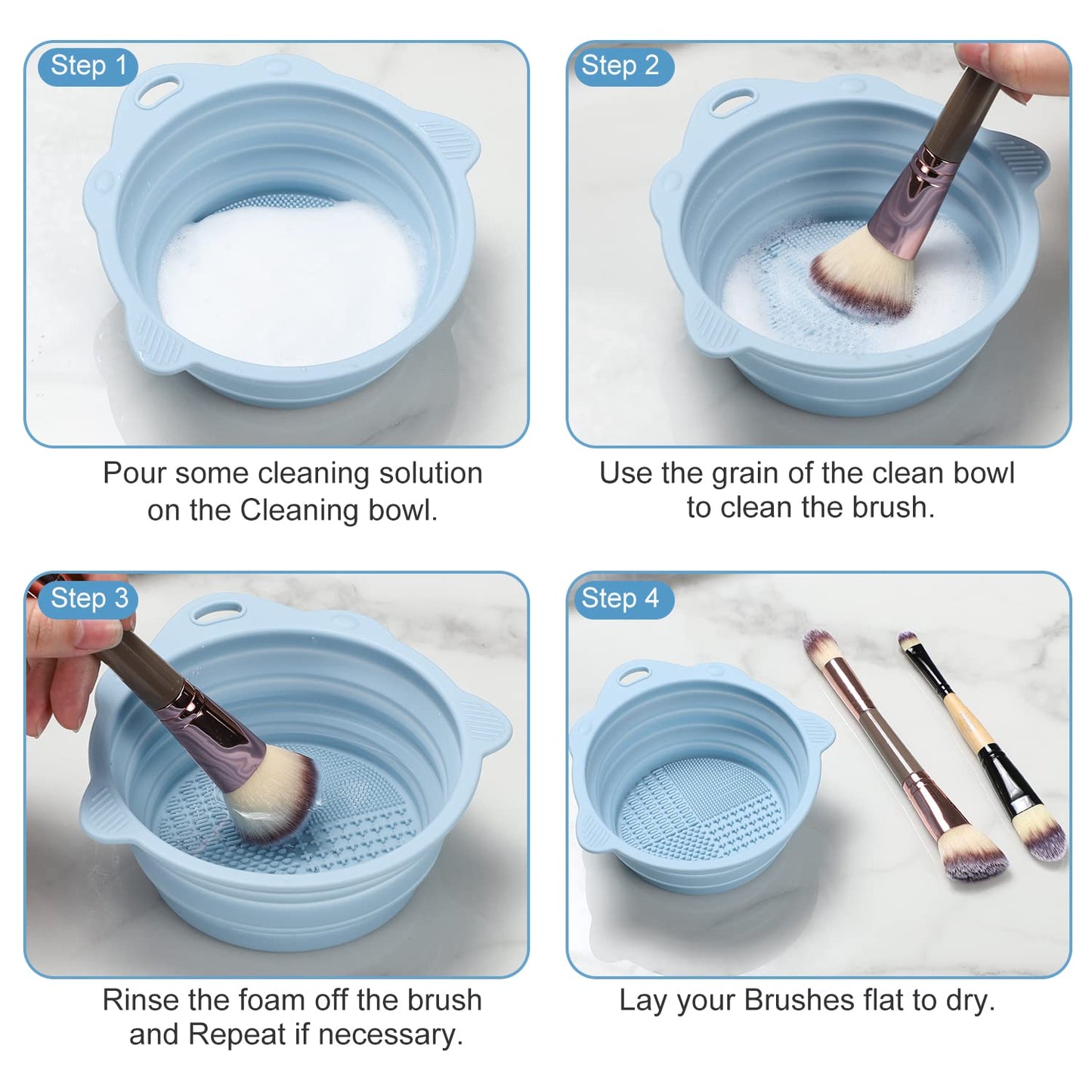 Foldable Silicone Brush Cleaner Bowl-Green-Nora Luxe