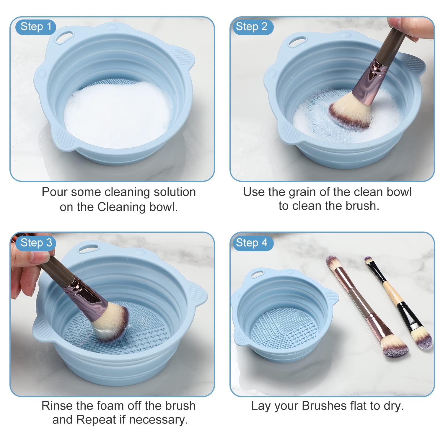 Foldable Silicone Brush Cleaner Bowl-Green-Nora Luxe