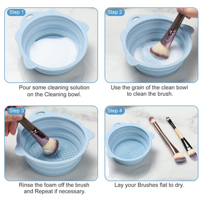 Foldable Silicone Brush Cleaner Bowl-Green-Nora Luxe