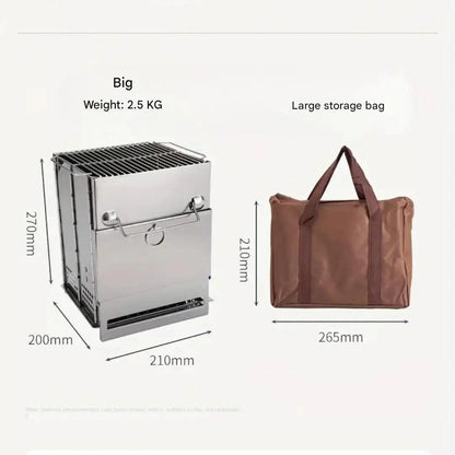 Foldable Stainless Steel Wood Stove - TrailFlame-Medium-Nora Luxe