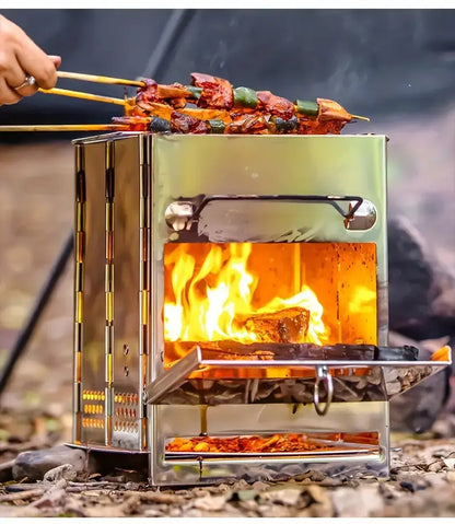 Foldable Stainless Steel Wood Stove - TrailFlame-Medium-Nora Luxe