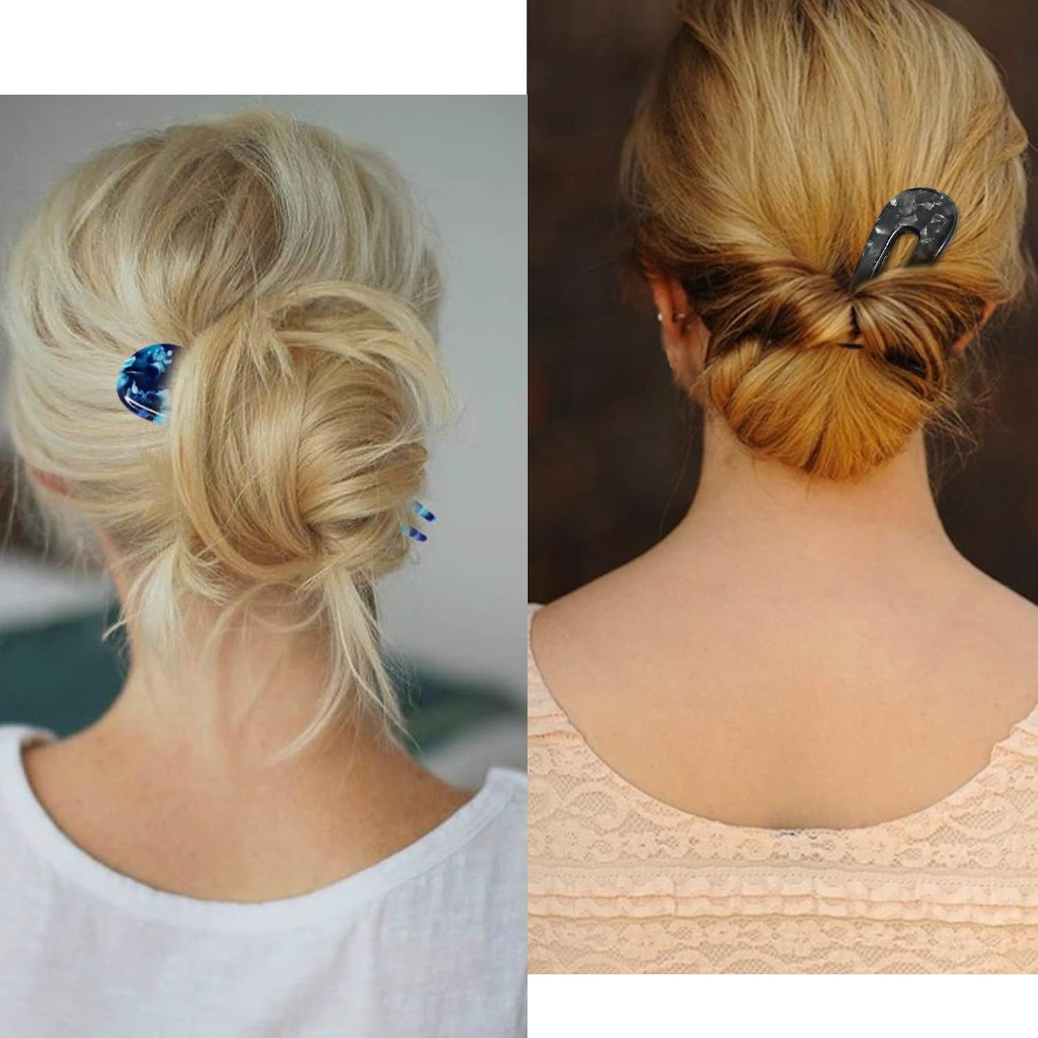 French Turtle Hair Forks - U-shaped Hair Pins-Set 1-Nora Luxe