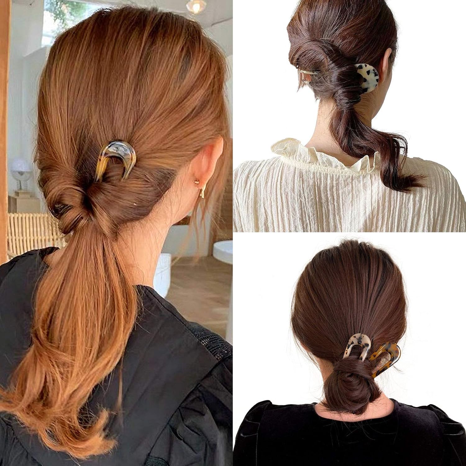 French Turtle Hair Forks - U-shaped Hair Pins-Set 1-Nora Luxe