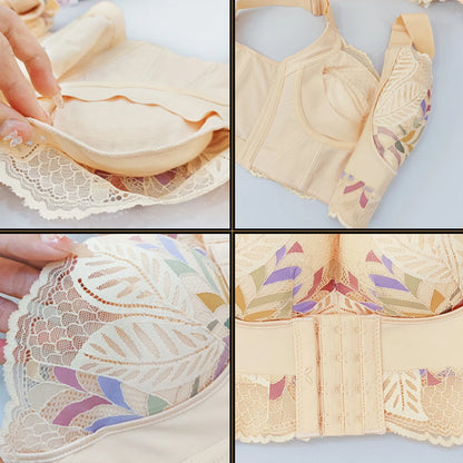 Front closure bra with floral lace - Emilia-Purple-32C-Nora Luxe