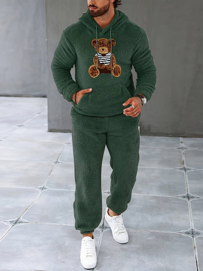 Fuzzy Fleece Two-Piece Outfit Set - Logan-Dark green-S-Nora Luxe