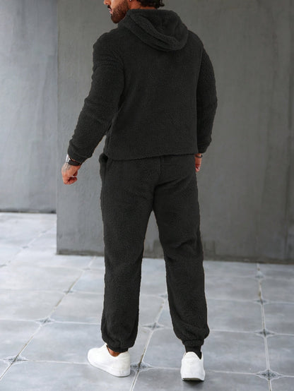 Fuzzy Fleece Two-Piece Outfit Set - Logan-Dark green-S-Nora Luxe