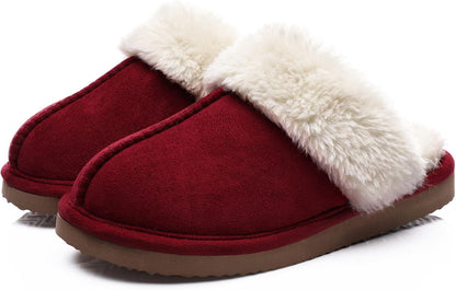 Fuzzy Memory Foam Slippers - SoftStep-Wine Red-4.5-Nora Luxe