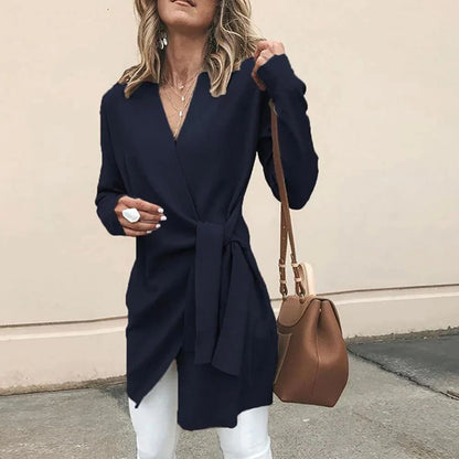 Knitted Women's Cardigan with Bow Belt – Elin