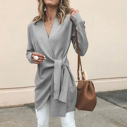 Knitted Women's Cardigan with Bow Belt – Elin
