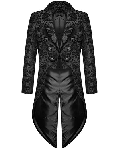 Gentleman Gothic Jacket with Brocade Design - Victor-Black-S-Nora Luxe