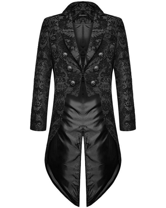 Gentleman Gothic Jacket with Brocade Design - Victor-Black-S-Nora Luxe