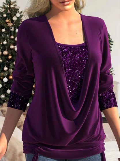 Glamour and Comfortable Sparkle Top - Luna-Purple-S-Nora Luxe