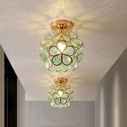 Glass Flower Ceiling Lamp - FloraGlow-Green-D 7.9 inches * H 9.8 inches-Nora Luxe