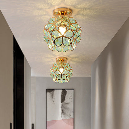 Glass Flower Ceiling Lamp - FloraGlow-Green-D 7.9 inches * H 9.8 inches-Nora Luxe