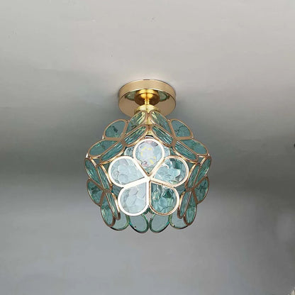 Glass Flower Ceiling Lamp - FloraGlow-Green-D 7.9 inches * H 9.8 inches-Nora Luxe