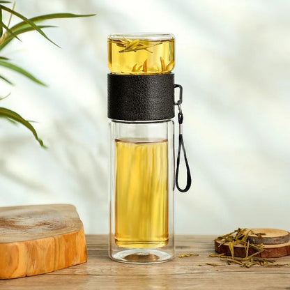 Glass Keeping Warm Bottle - ClearTherm-Wood-Nora Luxe