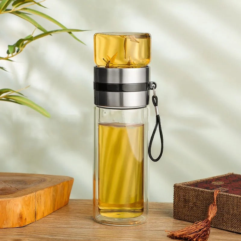 Glass Keeping Warm Bottle - ClearTherm-Wood-Nora Luxe