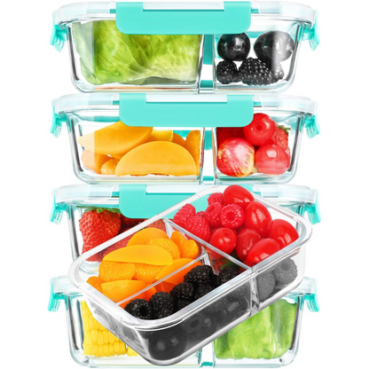 Glass Meal Prep Containers 5-Pack - 1L-Green-Nora Luxe