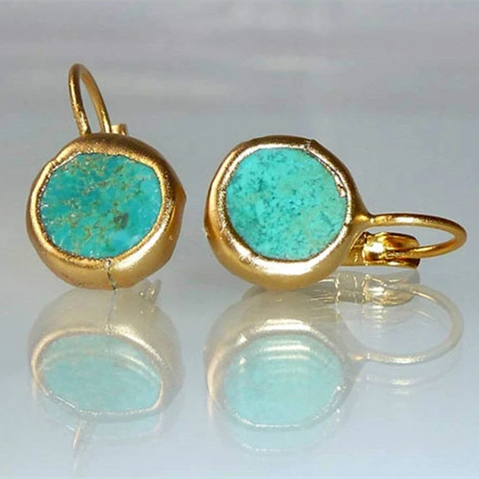 Gold Earrings with Turquoise Accents - Amaranta-Nora Luxe