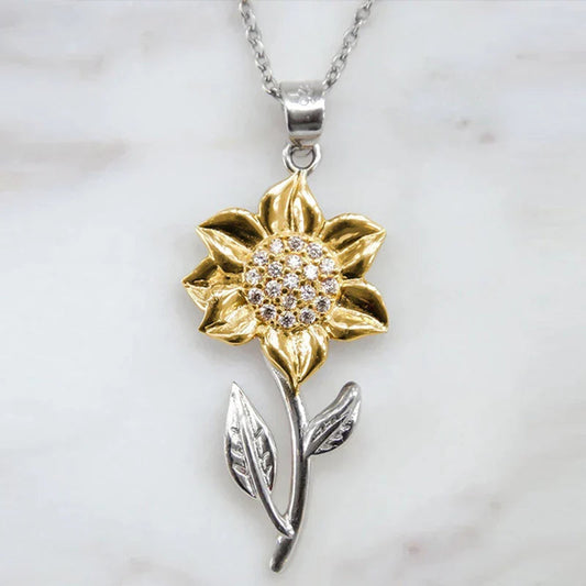 Gold Ladies' Necklace in Sterling Silver with Sunflower Pendant – Marélie-The Livary