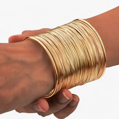 Gold Plated Layered Wire Bracelet - Auryn-Nora Luxe