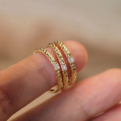 Gold Plated Sterling Silver Ring with Zirconia - Aurora-5-Nora Luxe