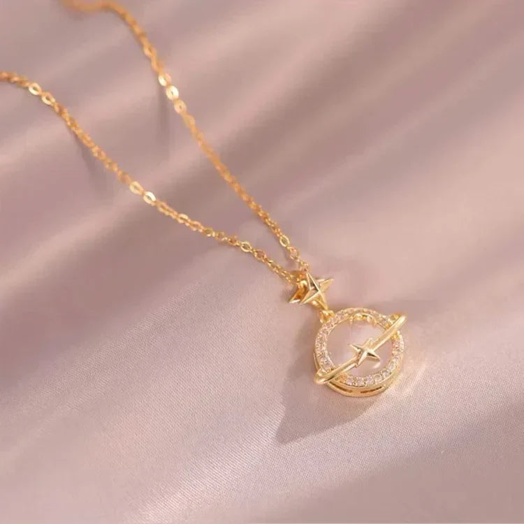 Golden Planet Necklace - Celestia-Nora Luxe