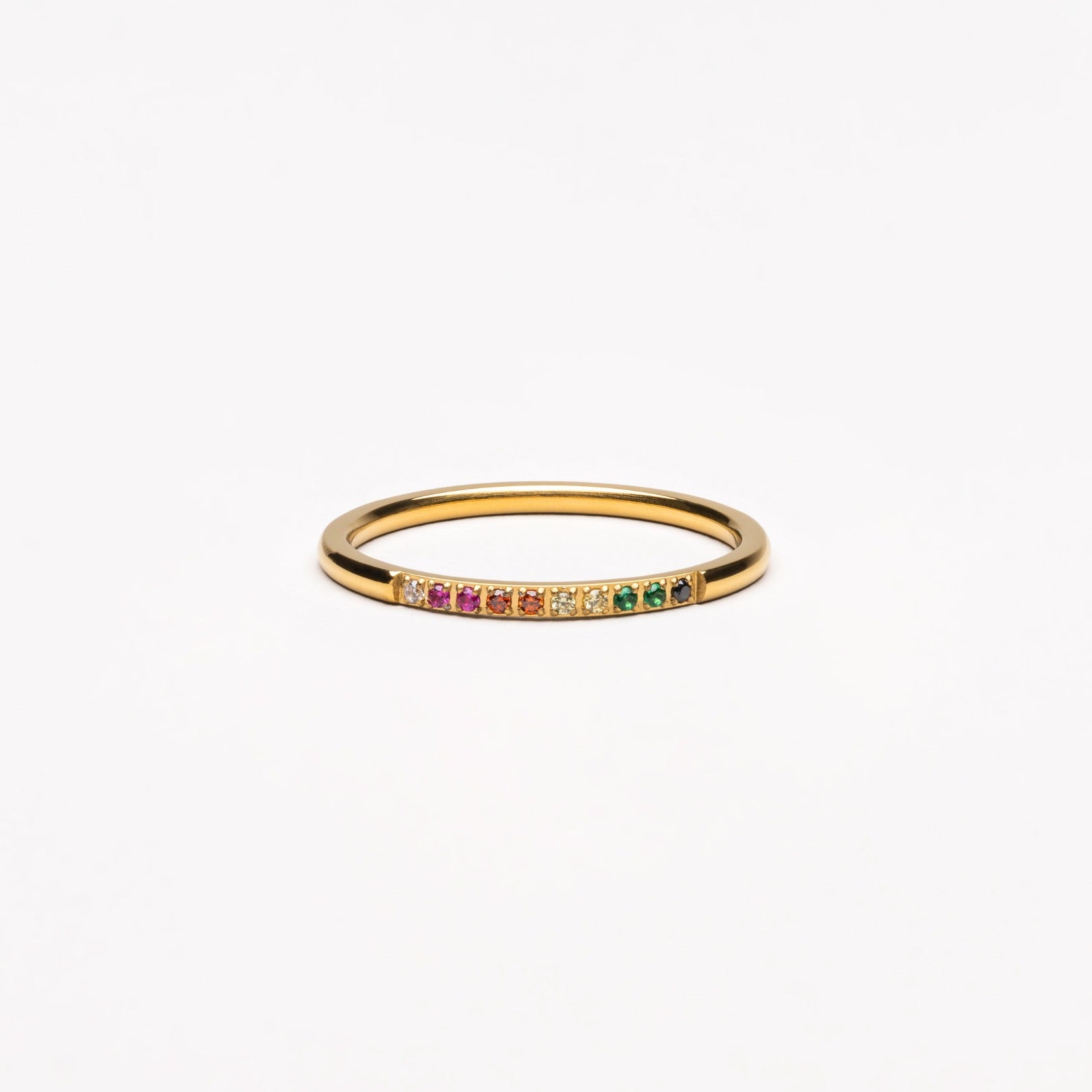 Golden Ring with Coloured Stones - Solene-6-Gold-Nora Luxe