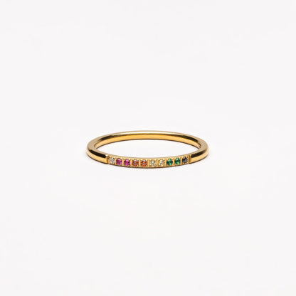 Golden Ring with Coloured Stones - Solene-6-Gold-Nora Luxe