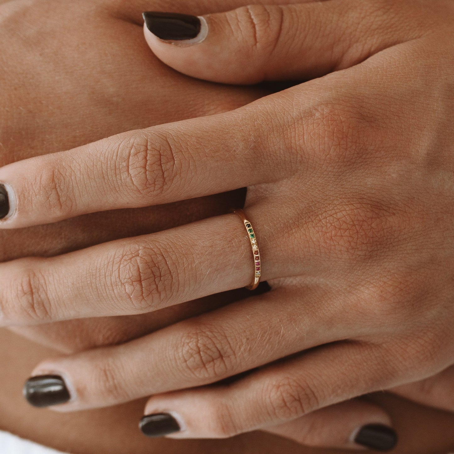 Golden Ring with Coloured Stones - Solene-6-Gold-Nora Luxe
