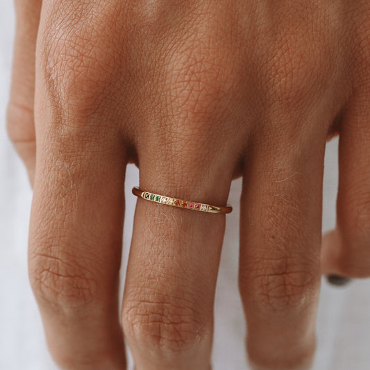 Golden Ring with Coloured Stones - Solene-6-Gold-Nora Luxe