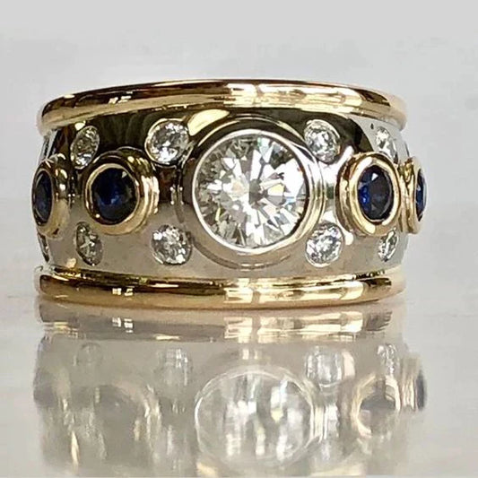 Golden Ring with Zirconia Inlay - Elina-6-Nora Luxe