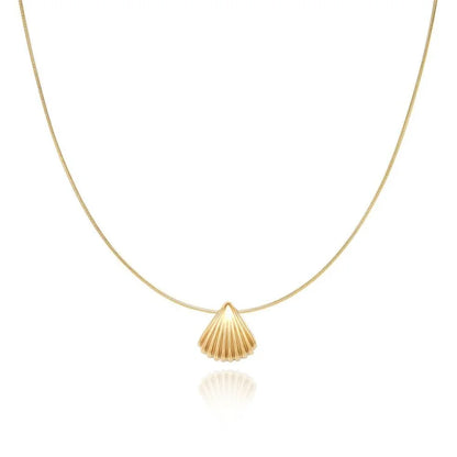 Golden Scallop Flower Necklace - Lilac-Nora Luxe