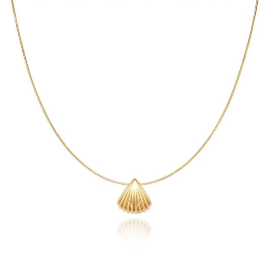 Golden Scallop Flower Necklace - Lilac-Nora Luxe