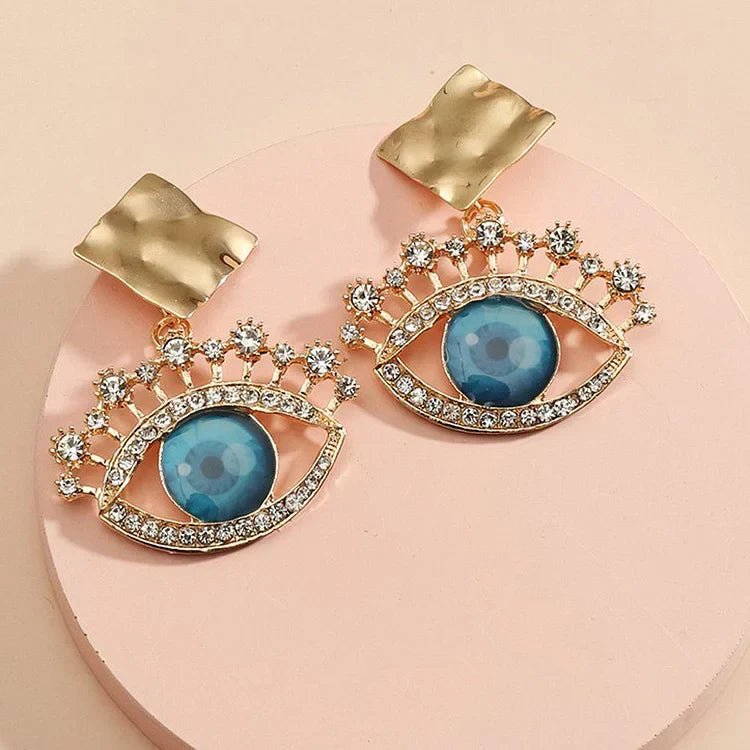 Golden Vintage Earrings with Evil Eye - Nerina-Nora Luxe