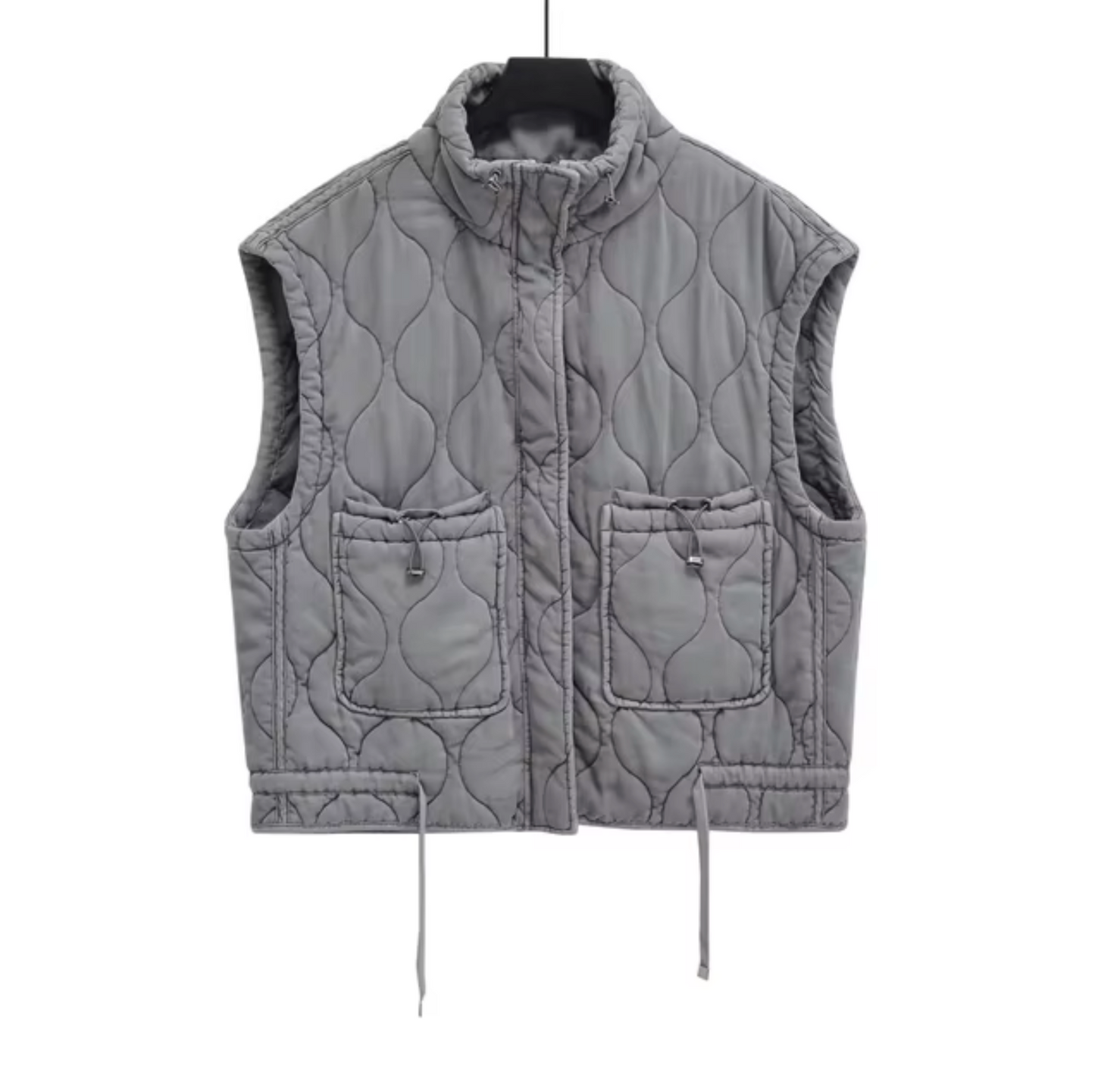 Grey Sleeveless Cotton Waistcoat – Thalia-XS-Nora Luxe