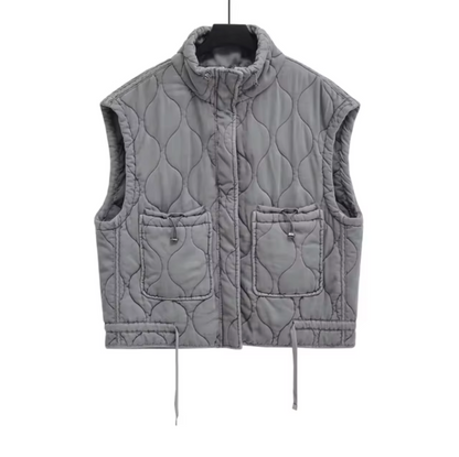Grey Sleeveless Cotton Waistcoat – Thalia-XS-Nora Luxe