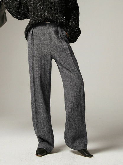 Grey Wide Trousers for Women - Alessia-XS-Nora Luxe