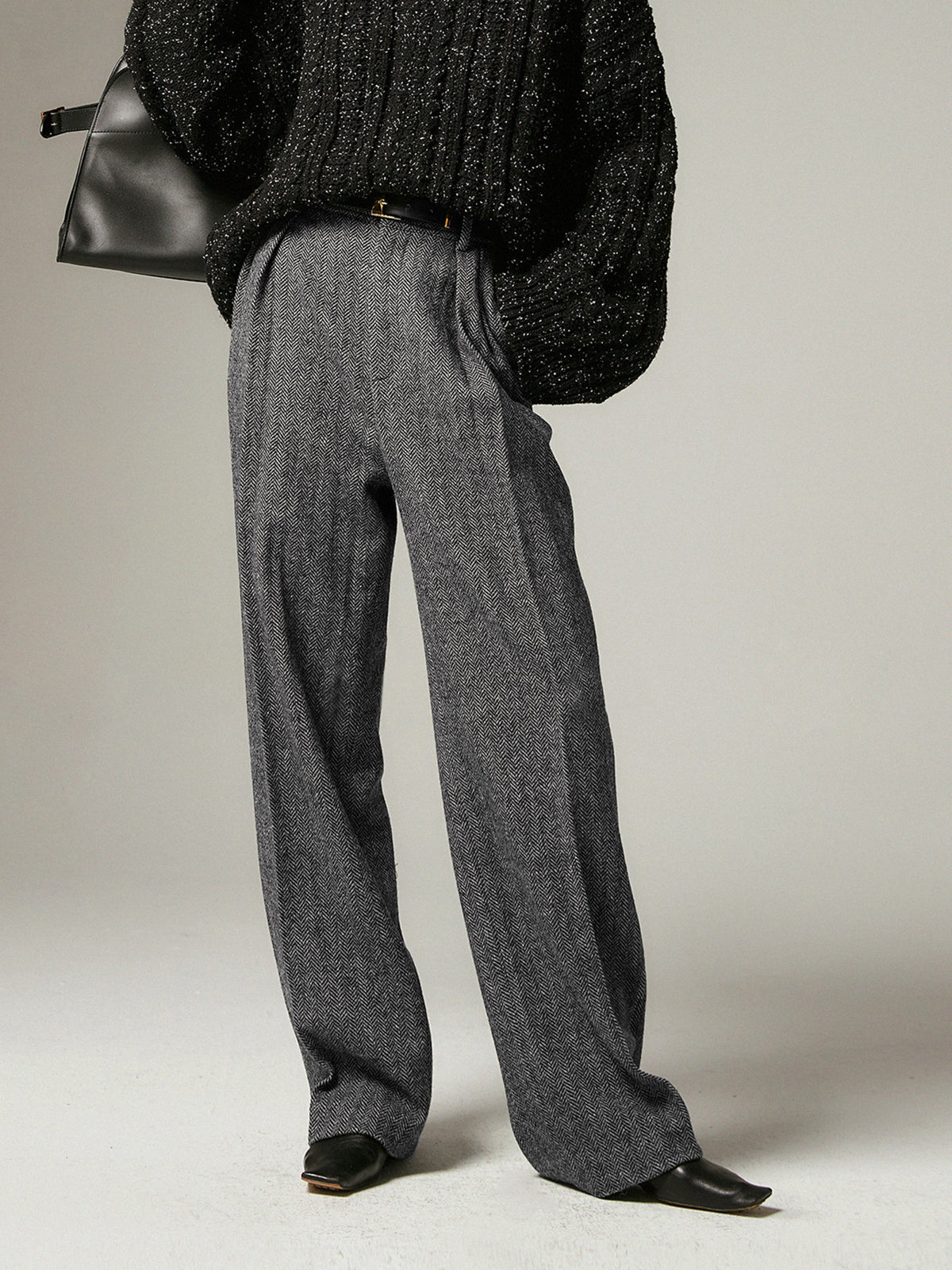 Grey Wide Trousers for Women - Alessia-XS-Nora Luxe