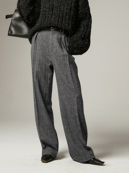 Grey Wide Trousers for Women - Alessia-XS-Nora Luxe