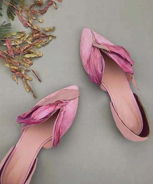 Handcrafted lace ballerinas with rose blossoms – Odette-Pink-3.5-Nora Luxe