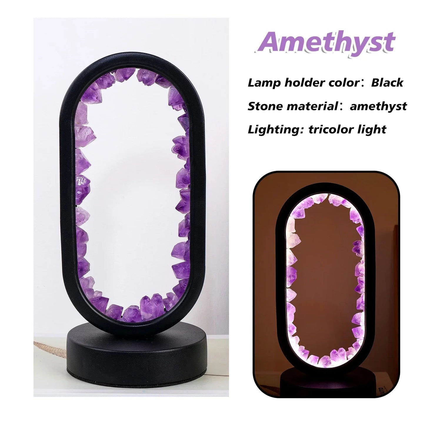 Handmade Amethyst Lamp - Serenith-Amethyst Raw Black-The Livary